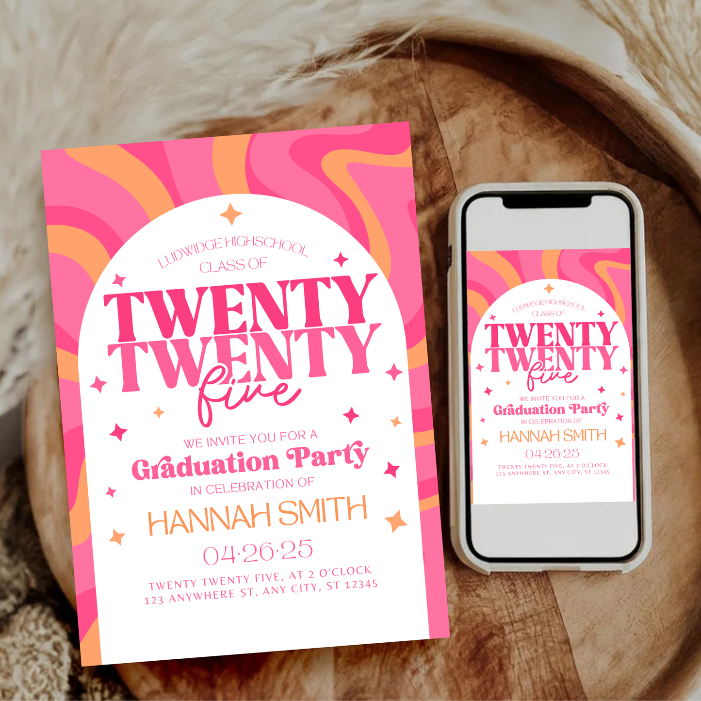 Groovy Retro Graduation Party Invitation
