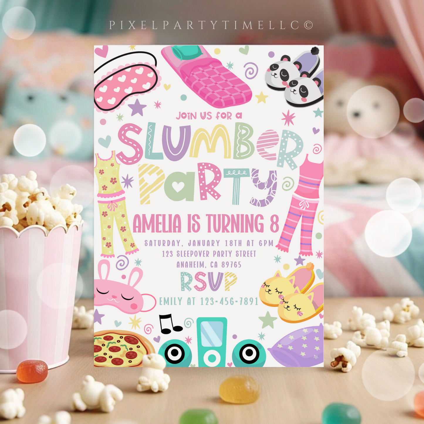 Slumber Party Birthday Invitation