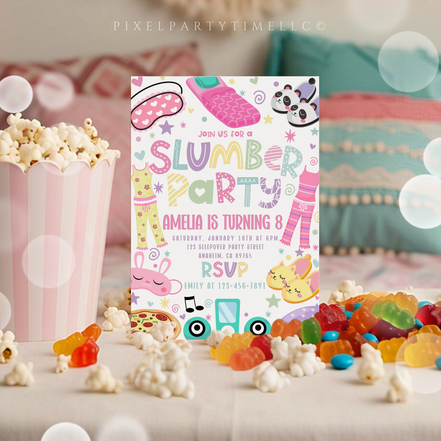 Slumber Party Birthday Invitation