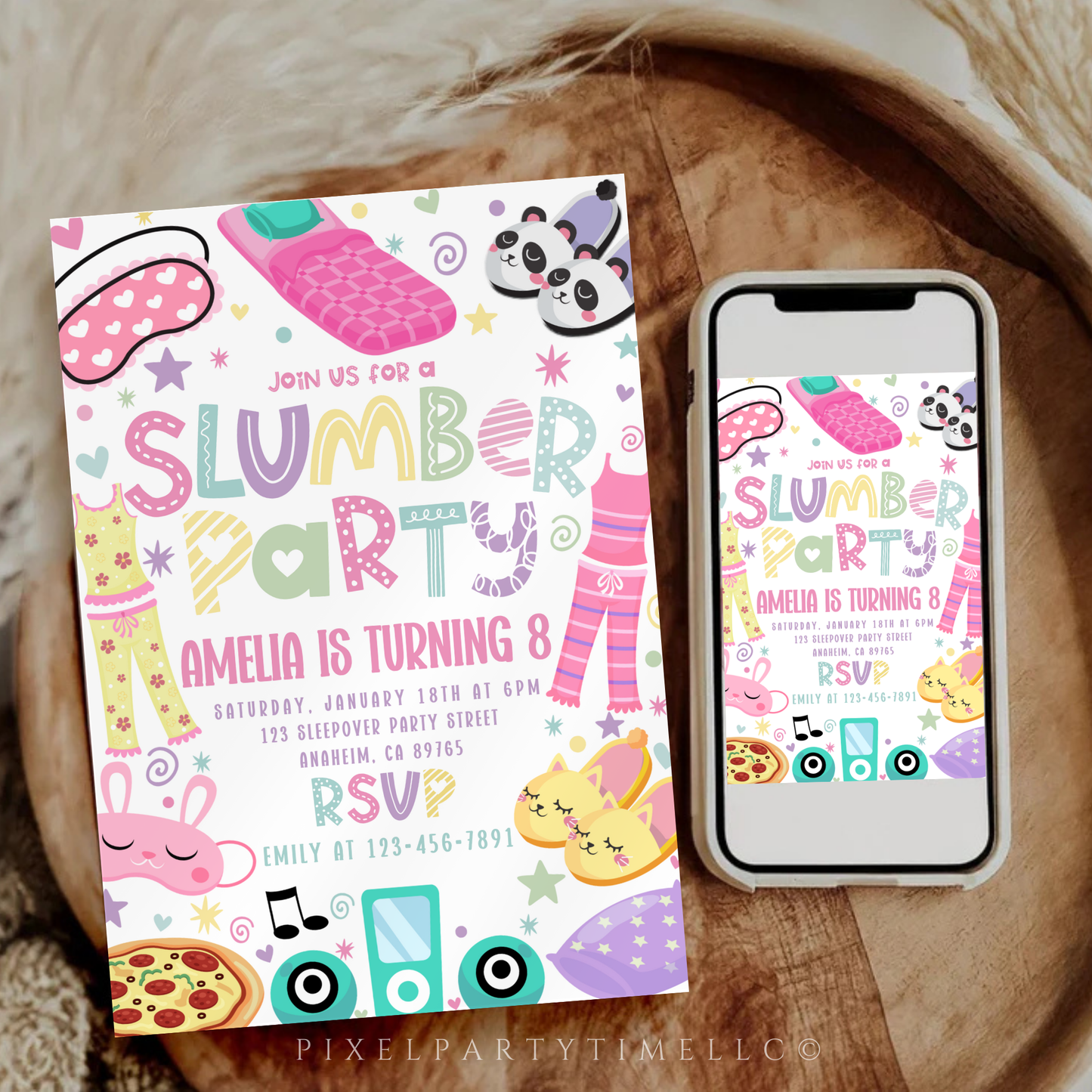 Slumber Party Birthday Invitation